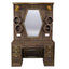 Barber Station Unit - Dark Wood Station With Hexagonal LED Mirror & Gold Trim