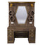 Barber Station Unit - Dark Wood Station With Hexagonal LED Mirror & Gold Trim
