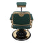 Barber Chair - Luxurious Belmont  Green & Gold Accents