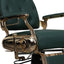 Barber Chair - Luxurious Belmont  Green & Gold Accents