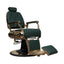 Barber Chair - Luxurious Belmont  Green & Gold Accents