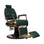 Barber Chair - Luxurious Belmont  Green & Gold Accents