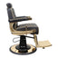 Barber Chair - Elegant Black & Gold Diamond-Stitched & Gold Accents