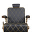 Barber Chair - Elegant Black & Gold Diamond-Stitched & Gold Accents