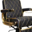 Barber Chair - Elegant Black & Gold Diamond-Stitched & Gold Accents