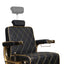 Barber Chair - Elegant Black & Gold Diamond-Stitched & Gold Accents