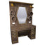 Barber Station Unit - Dark Wood Station With Hexagonal LED Mirror & Gold Trim