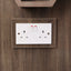 Barber Station Unit - Dark Wood Station With Hexagonal LED Mirror & Gold Trim
