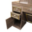 Barber Station Unit - Dark Wood Station With Hexagonal LED Mirror & Gold Trim