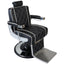 Barber Chair - Elegant Black & Silver Diamond-Stitched & Silver Accents