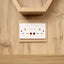 Barber Station Unit - Light Wood Station With Sink & Hexagonal LED Mirror