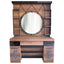 Barber Station Unit - Rustic Industrial Station Round Mirror & Vintage Artwork