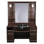 Barber Station Unit - Dark Walnut Finish Station With Black Basin