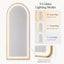 Salon Mirror - Arched Gold Framed LED Mirror with Smart Touch Sensor & 3-Colour Lighting Modes