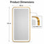 Salon Mirror - Rectangular Gold Framed LED Mirror with Smart Touch Sensor & 3-Colour Lighting Modes