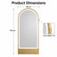 Salon Mirror - Arched Gold Framed LED Station Mirror with Integrated Plug Socket, Smart Touch Sensor & 3-Colour Lighting Modes