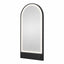 Salon Mirror - Arched Black Framed LED Station Mirror with Integrated Plug Socket, Smart Touch Sensor & 3-Colour Lighting Modes