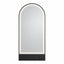 Salon Mirror - Arched Black Framed LED Station Mirror with Integrated Plug Socket, Smart Touch Sensor & 3-Colour Lighting Modes