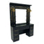 Barber Station Unit - Matte Black Finish with Gold Handles & Lights