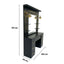 Barber Station Unit - Matte Black Finish with Gold Handles & Lights
