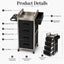 Salon Trolley - Black & Silver Four Drawer Trolley