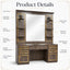 Barber Station Unit - Wood Effect Mirror Unit with Lights