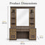 Barber Station Unit - Wood Effect Mirror Unit with Lights