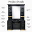 Barber Station Unit - Black & Gold Wash Basin Unit