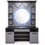 Barber Station Unit - Grey Round Illuminated Mirror Unit