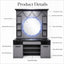 Barber Station Unit - Grey Round Illuminated Mirror Unit