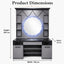 Barber Station Unit - Grey Round Illuminated Mirror Unit