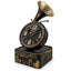 Eson - Vintage Gramophone Style Table Clock Black & Antique Gold 28cm