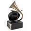 Eson - Vintage Gramophone Style Table Clock Black & Antique Gold 28cm